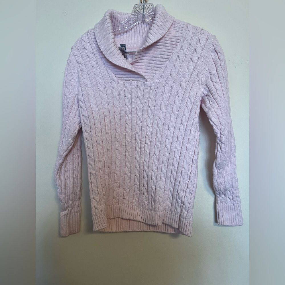 L.L. Bean Light Pink Cable Knit Women's Sweater
